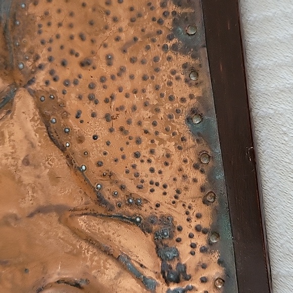 Vintage Hammered Copper Horse on Wood - Picture 3 of 5